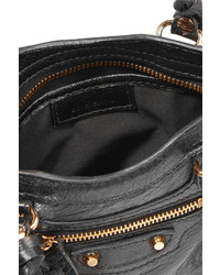Balenciaga Classic City Nano Texured Leather Shoulder Bag Black