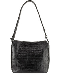 Nancy Gonzalez Crocodile Medium Messenger Bag Black Matte