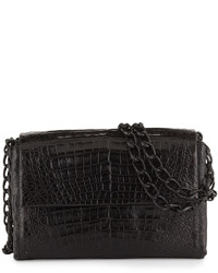 Nancy Gonzalez Crocodile Small Chain Strap Shoulder Bag Black Matte