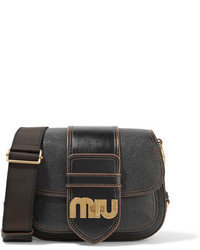 Miu Miu Dahlia Smooth And Textured Leather Shoulder Bag Black