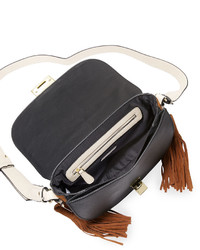 Neiman Marcus Double Tassel Saddle Bag Blackmulti