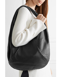 Bottega Veneta Hobo Large Textured Leather Shoulder Bag Black