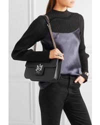 Alexander McQueen Insignia Textured Leather Shoulder Bag Black