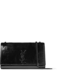 Saint Laurent Kate Patent Textured Leather Shoulder Bag Black