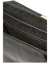 Lanvin Lien Smooth And Patent Leather Shoulder Bag Black