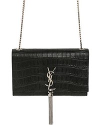 Saint Laurent Medium Kate Monogram Croc Embossed Bag