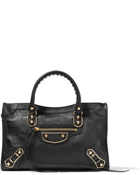 Balenciaga Metallic Edge City Small Textured Leather Shoulder Bag Black