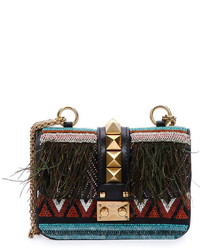 Valentino Mini African Couture Lock Shoulder Bag Black
