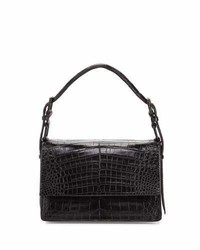 Nancy Gonzalez Mini Flap Crocodile Top Handle Bag Black Matte