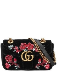 Gucci Mini Gg Marmont Matelasse Velvet Shoulder Bag