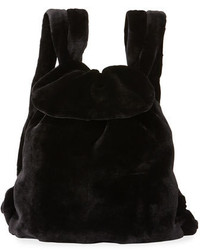 The Row Mink Fur Knapsack Bag Black