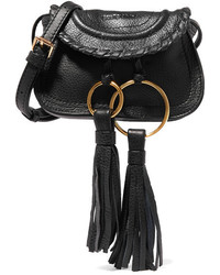 See by Chloe See By Chlo Polly Mini Tasseled Textured Leather Shoulder Bag Black