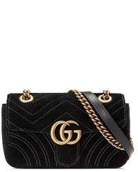 Gucci Small Gg Marmont 20 Matelasse Velvet Shoulder Bag