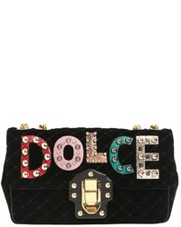 Dolce & Gabbana Small Lucia Velvet Bag W Logo Patches