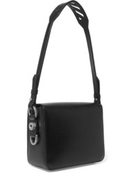 Off-White Textured Leather Shoulder Bag Black