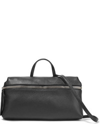 Kara Textured Leather Shoulder Bag Black