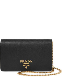 Prada Textured Leather Shoulder Bag Black