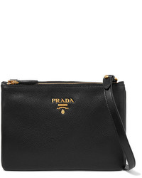 Prada Textured Leather Shoulder Bag Black