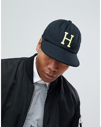 HUF 6 Panel Snapback With Classic Logo In Black