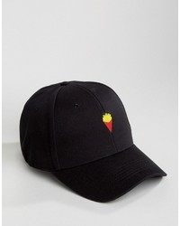 Asos Baseball Cap In Black With Fries Embroidery