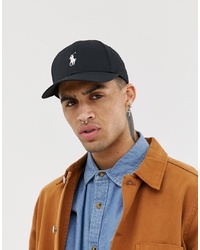 Polo Ralph Lauren Baseball Cap In Textured Fabric With Polo Player In Black