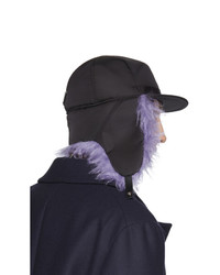 Prada Black And Purple Fur Flap Iris Cap
