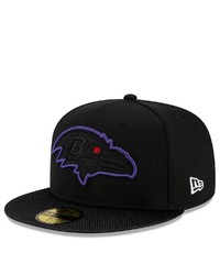 New Era Black Baltimore Ravens 2021 Nfl Sideline Road 59fifty Fitted Hat