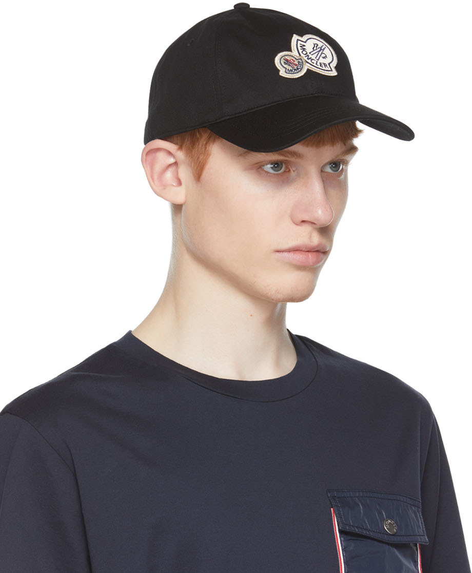 Moncler Black Cotton Cap, $280 | SSENSE | Lookastic