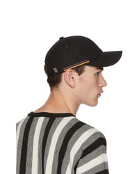 Paul Smith Black Flecked Wool Artist Stripe Baseball Cap