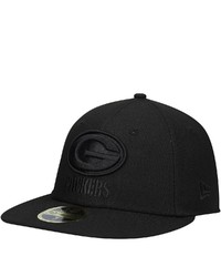 New Era Black Green Bay Packers Black On Black Low Profile 59fifty Ii Fitted Hat