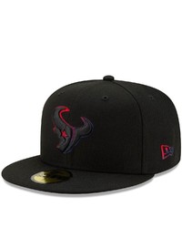 New Era Black Houston Texans Logo Color Dim 59fifty Fitted Hat