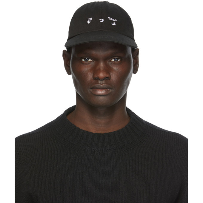 Off-White Black New Logo Ripped Baseball Cap, $245 | SSENSE | Lookastic