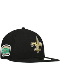 New Era Black New Orleans Saints Field Patch 59fifty Fitted Hat