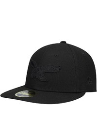 New Era Black Philadelphia Eagles Historic Logo Black On Black Low Profile 59fifty Ii Fitted Hat