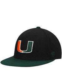 Top of the World Blackgreen Miami Hurricanes Team Color Two Tone Fitted Hat