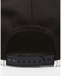 Asos Brand Snapback Cap In Black Mesh With Contrast White Tape