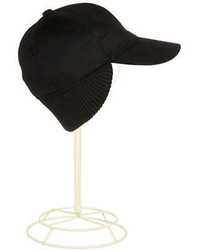 Black Brown 1826 Cashmere Baseball Cap With Ribbed Trim