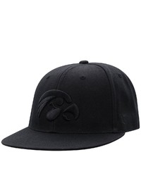 Top of the World Iowa Hawkeyes Black On Black Fitted Hat