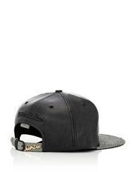 Just Don Leather Suede Baseball Cap Black