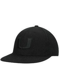 Top of the World Miami Hurricanes Black On Black Fitted Hat