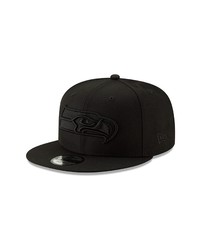 New Era Cap New Era Black Seattle Seahawks Black On Black 9fifty Adjustable Hat At Nordstrom