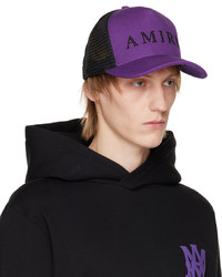 Amiri Purple Black Emrboidered Trucker Cap