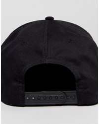 Asos Snapback Cap In Black With Unlucky Raised Embroidery