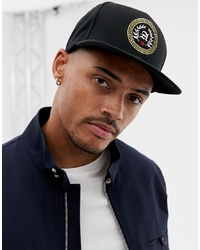 ASOS DESIGN Snapback In Black With Gold Embroidery