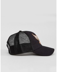 Asos Trucker Cap In Black With Portland Embroidery