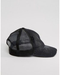 Asos Trucker Cap With Distressed Finish In Black