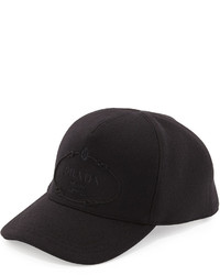 Prada Wool Logo Baseball Cap Black
