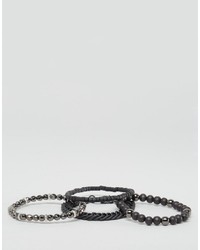 Icon Brand Beaded Bracelet Pack In Black