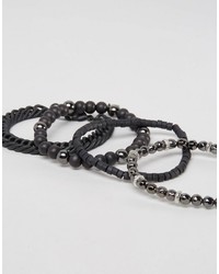 Icon Brand Beaded Bracelet Pack In Black