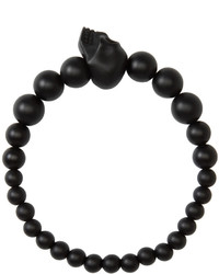 Alexander McQueen Black Beaded Skull Bracelet